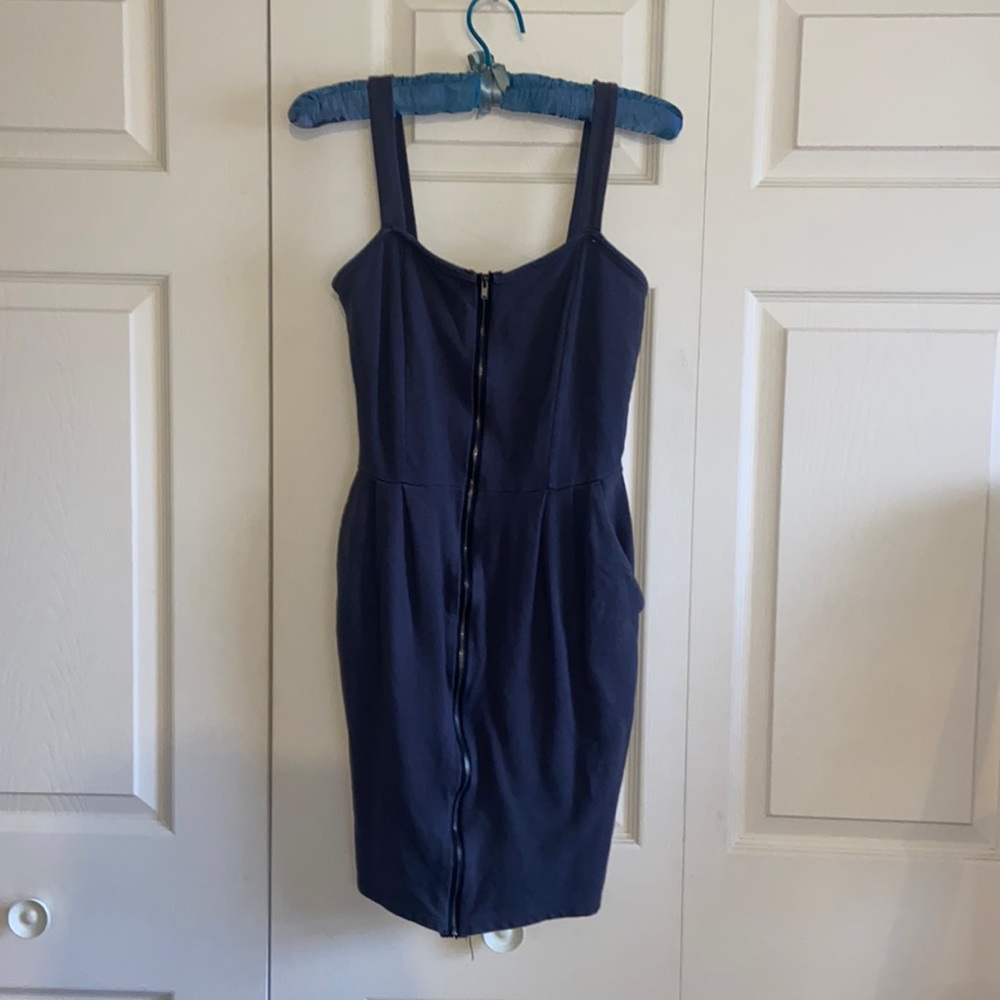 Front zip grey mini dress